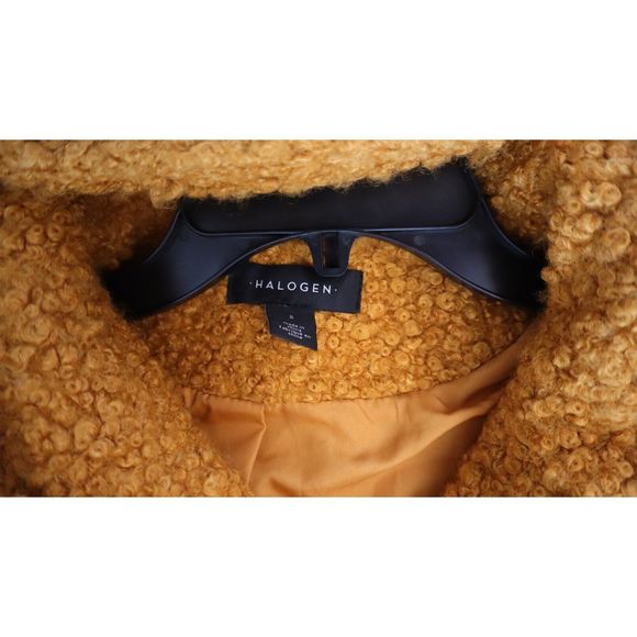 Halogen Women's Sz S Yellow Treasure Hooded Boiled Wool Coat $230 - Picture 3 of 8